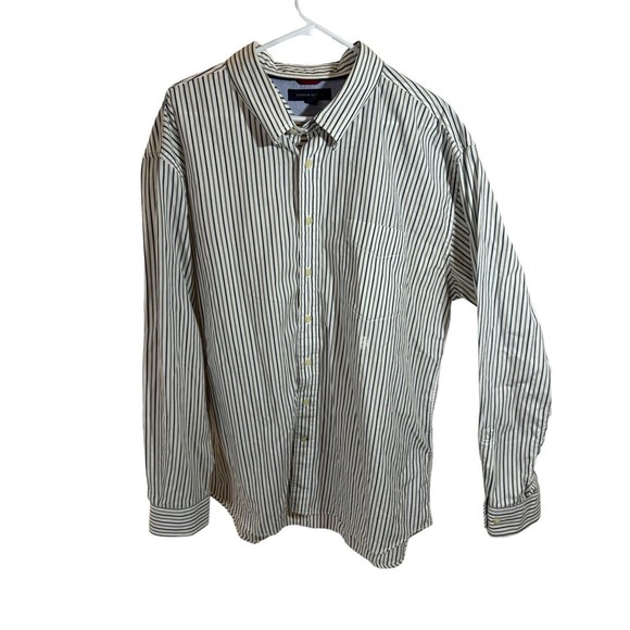Tommy Hilfiger Shirt Mens XX-LARGE Blue Striped Cotton Long Sleeve Button Down - Picture 3 of 11